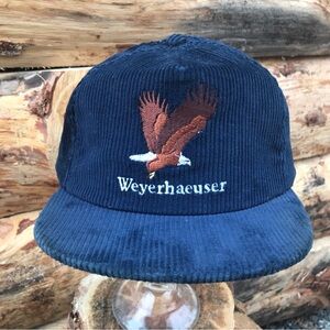 VTG 70s-80s Weyerhaeuser Timber Co. Corduroy Embroidered Eagle Snapback Ownco